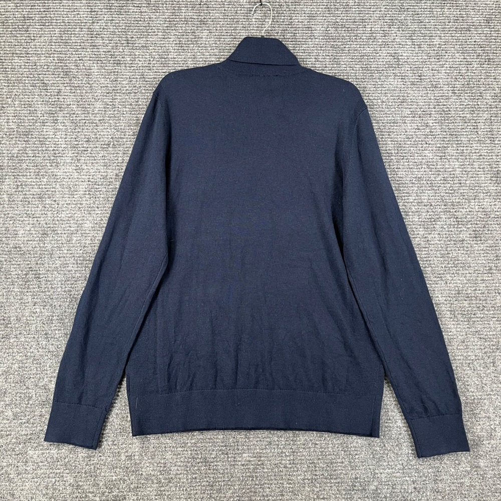 Express Merino Wool Blend Turtleneck Sweater Mens L Navy Blue Knit Casual Wear - Picture 7 of 12